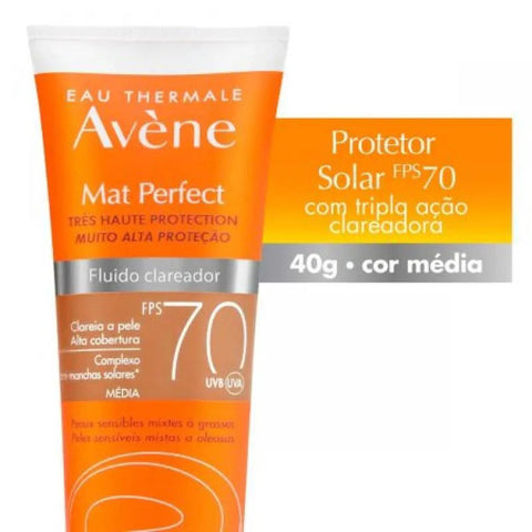 Protetor Solar Facial Avène Mat Perfect Cor Média - FPS 70 - 40 g