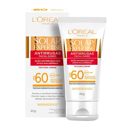 Protetor Solar L'Oréal Expertise Antirrugas Sem Cor - FPS 60 - 40 g