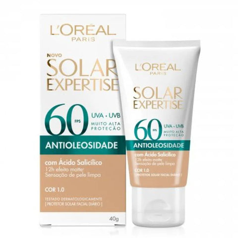 Protetor Solar Facial L'Oréal Expertise Antioleosidade Cor 1.0 - FPS 60 - 40 g