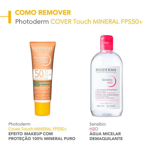 Protetor Solar Facial Bioderma Photoderm Cover Touch Mineral Escuro - FPS 50+ Escuro - 40 g