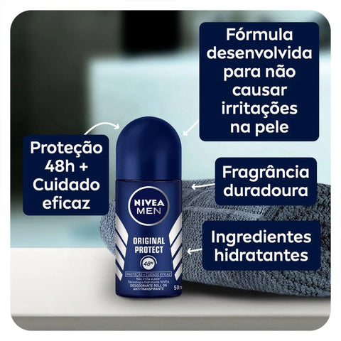 Desodorante Antitranspirante Masculino Nivea Men Protect Original Roll-On, 1 Unidade Com 50Ml