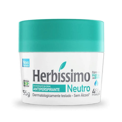 Desodorante Antitranspirante Herbíssimo Neutro, Creme, 1 Unidade Com 55G