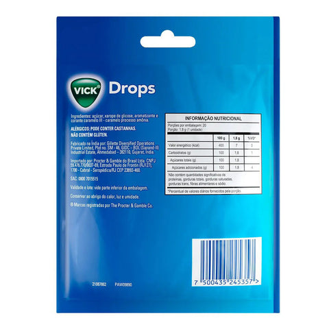 Vick Drops Sabor Mentol - Pastilha - 20 Unidades