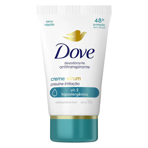 Desodorante Antitranspirante Creme Dove Creme Sérum Feminino 48h Vitamina e Hipoalergêncio 50g