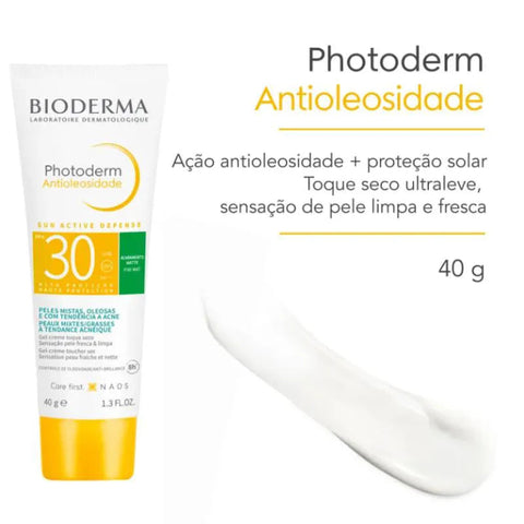 Protetor Solar Facial Bioderma Photoderm Antioleosidade Sem Cor - FPS 30 - 40 g
