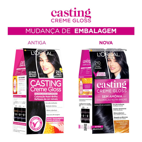 Tonalizante L'Oréal Casting Creme Gloss N° 210 Preto Azulado