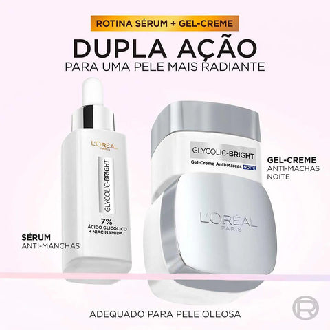 Gel-Creme Facial Anti-Marcas Noite L'Oréal Paris Glycolic Bright 49g