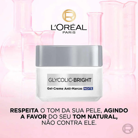 Gel-Creme Facial Anti-Marcas Noite L'Oréal Paris Glycolic Bright 49g