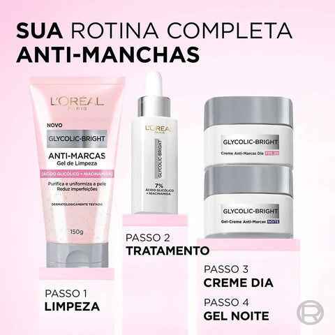 Gel-Creme Facial Anti-Marcas Noite L'Oréal Paris Glycolic Bright 49g