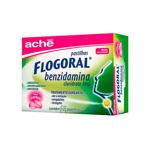 Flogoral Sabor Cereja - 12 Unidades - Pastilha
