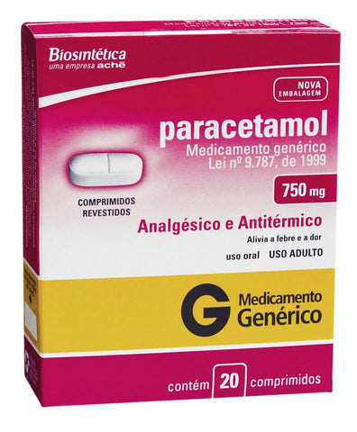 Paracetamol (Aché) 750mg - 20 Unidades - Comprimido