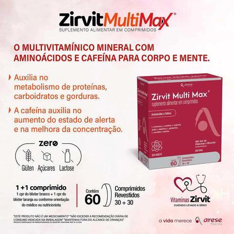 Polivitamínico Zirvit Multi Max 60 Unidades - Comprimido