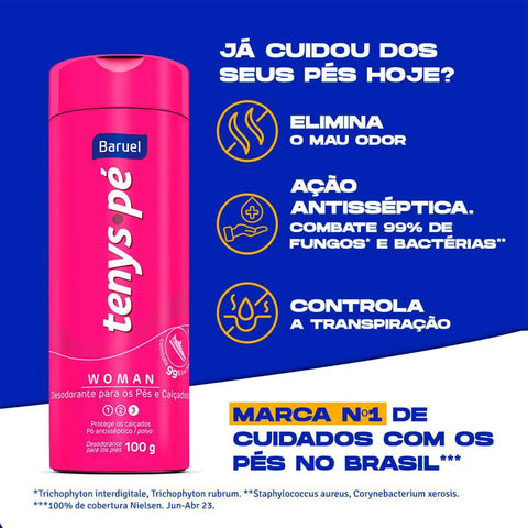 Talco Antisséptico Tenys Pé Woman - 100 g