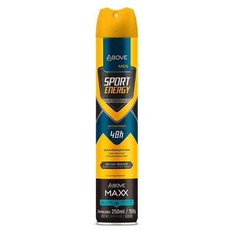 Desodorante Antitranspirante Above Men Maxx, Sport Energy, Aerossol Com 250Ml