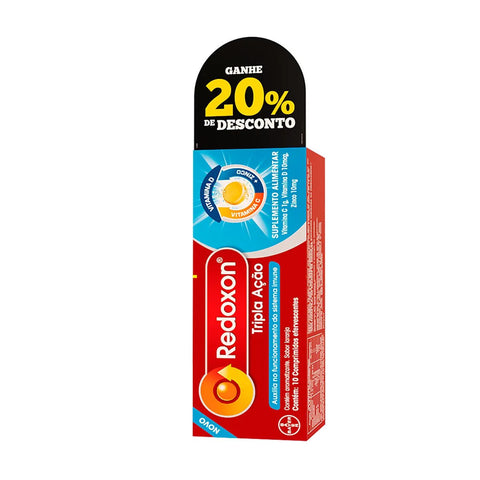 Vitamina C Redoxon Tripla Ação 1g + 10mcg + 10mg - 10 Unidades - Efervescente (A1)