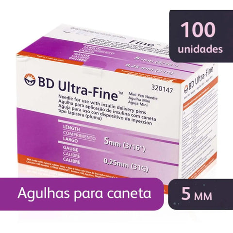 Agulha Bd para Caneta Tamanho 5 mm - 100 Unidades