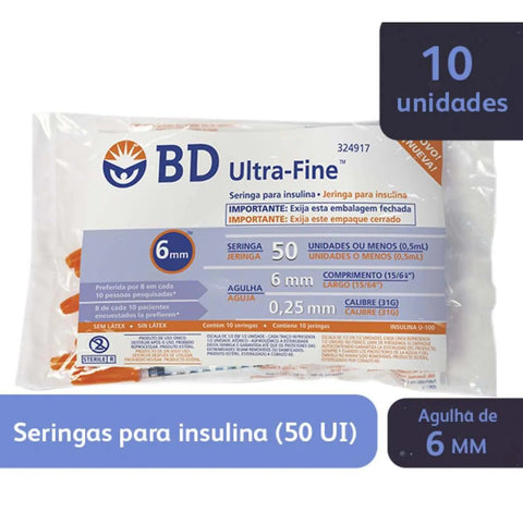 Seringa BD Ultra Fine 50ui 10 Unidades