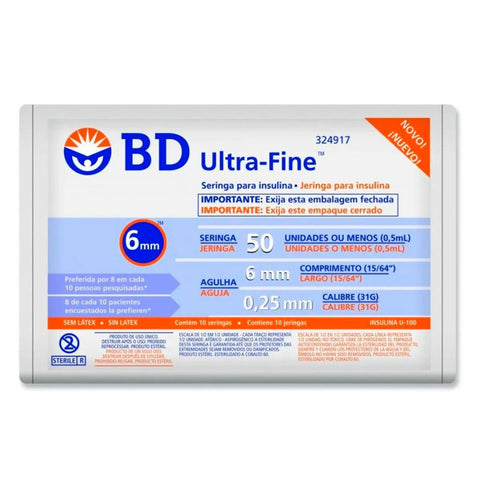 Seringa BD Ultra Fine 50ui 10 Unidades