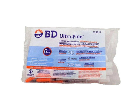 Seringa Bd Ultra Fine 6Mm 50(Ui) 100 Unidades