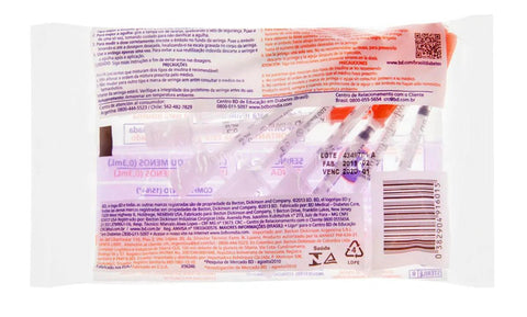 Seringa Insulina Bd Fine 6Mm 30U 100 Unidades