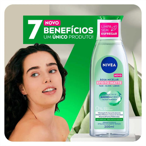 Água Micelar Nivea 7 em 1 - Linha MicellAir Matte - 200 mL