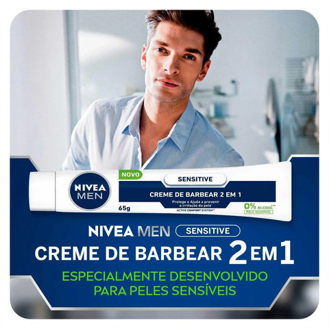 Creme Para Barbear Nivea Sensitive 2 Em 1 - 65G