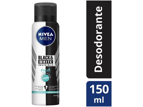Desodorante Antitranspirante Masculino Nivea Men Invisible For Black & White Fresh Aerossol, 1 Unidade Com 150Ml