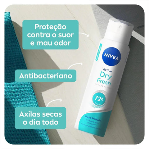 Desodorante Antitranspirante Feminino Nivea Active Dry Fresh Aerossol Com 150Ml