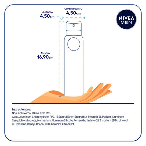 Desodorante Antitranspirante Masculino Nivea For Men Dry Impact Plus, Aerossol, 1 Unidade Com 150Ml