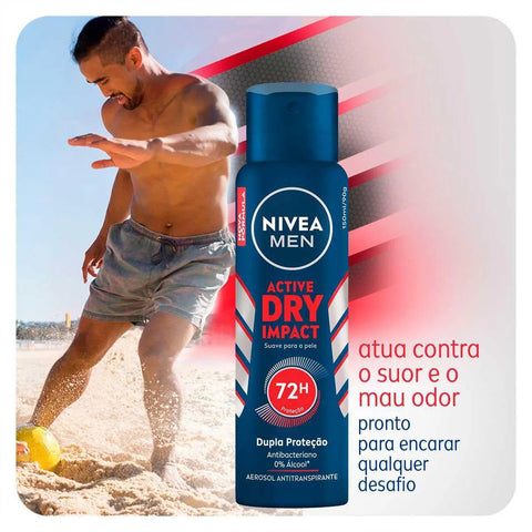 Desodorante Antitranspirante Masculino Nivea For Men Dry Impact Plus, Aerossol, 1 Unidade Com 150Ml