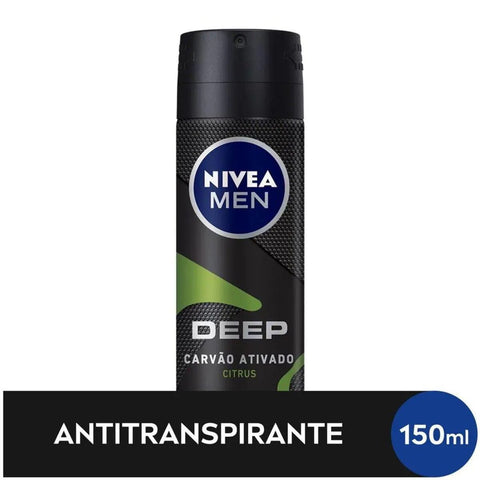 Desodorante Antitranspirante Masculino Nivea Men Deep Carvão Ativado Citrus, Aerossol, 1 Unidade Com 150Ml