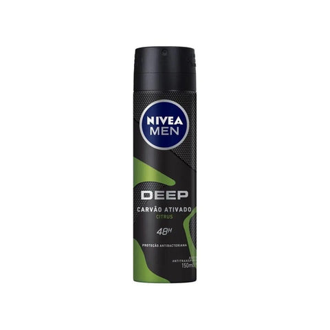 Desodorante Antitranspirante Masculino Nivea Men Deep Carvão Ativado Citrus, Aerossol, 1 Unidade Com 150Ml