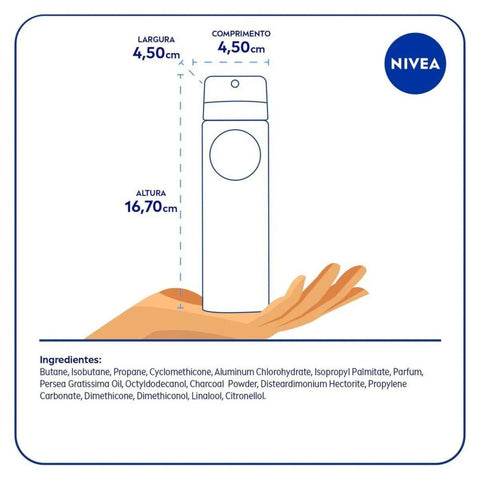 Desodorante Antitranspirante Masculino Nivea Men Deep Carvão Ativado Citrus, Aerossol, 1 Unidade Com 150Ml