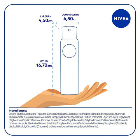 Desodorante Antitranspirante Masculino Nivea Men Deep Carvão Ativado Original, Aerossol, 1 Unidade Com 150Ml