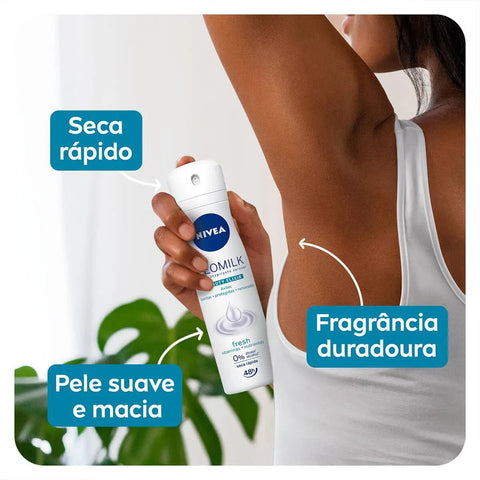Desodorante Antitranspirante Nivea Deomilk Beauty Elixir Fresh Aerossol, 1 Unidade Com 150Ml