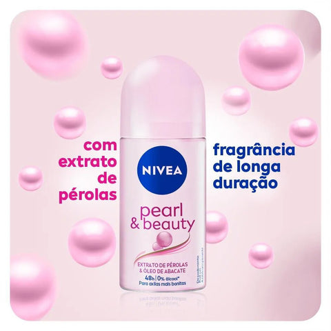 Desodorante Antitranspirante Nivea Pearl & Beauty Roll-On, 1 Unidade Com 50Ml