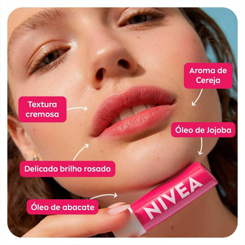 Protetor Labial Nivea Cereja Shine Com Cor 4,8G