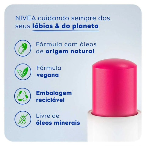 Protetor Labial Nivea Cereja Shine Com Cor 4,8G