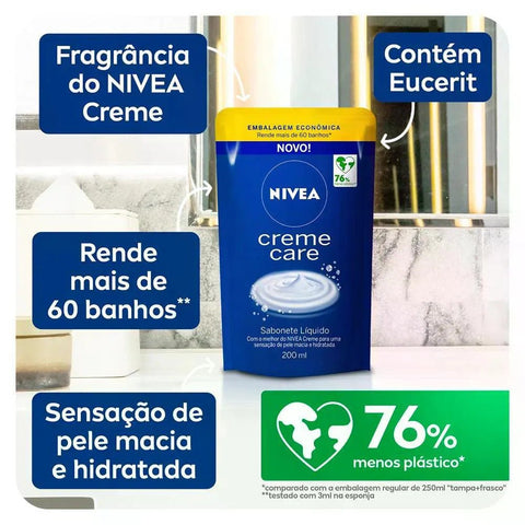 Sabonete Corporal Nivea Creme Care Líquido, Refil, 1 Unidade Com 200Ml
