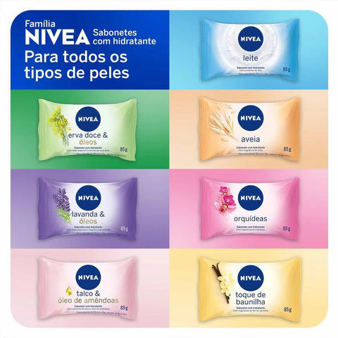 Sabonete Hidratante Nivea Lavanda e Óleos, Barra, 1 Unidade Com 85G