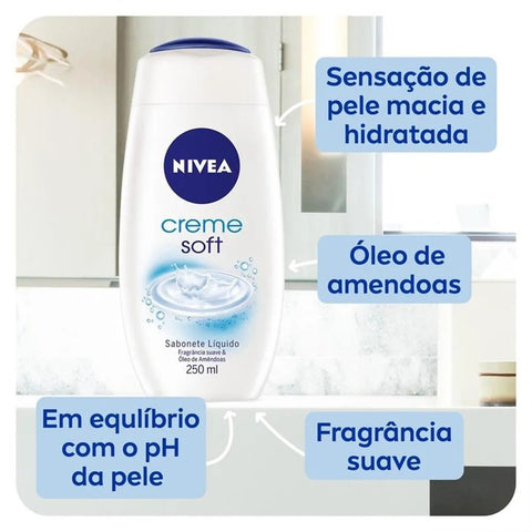 Sabonete Nivea Creme Soft Líquido, 1 Unidade Com 250Ml