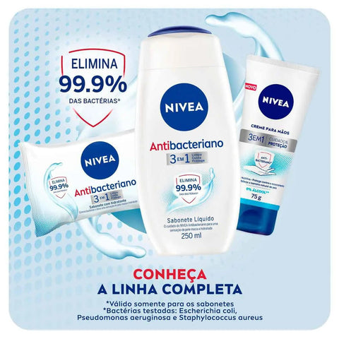 Sabonete Nivea Líquido Antibacteriano 3 Em 1 Frasco 250 Ml