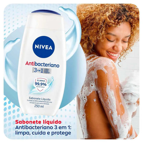 Sabonete Nivea Líquido Antibacteriano 3 Em 1 Frasco 250 Ml