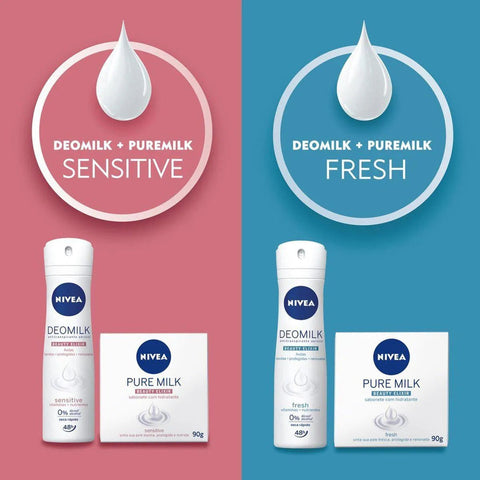 Sabonete Nivea Pure Milk Sensitive Barra, 6 Unidades Com 90G Cada, Leve Mais Pague Menos
