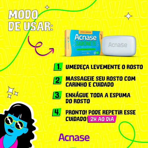 Sabonete Facial Acnase Clean Limpeza Profunda 80G