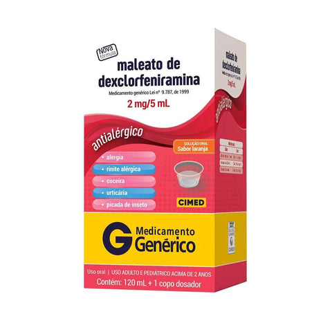 Maleato de Dexclorfeniramina (Cimed) 0,4mg/mL - 120 mL - Solução