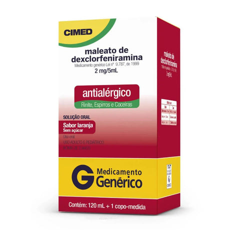 Maleato de Dexclorfeniramina (Cimed) 0,4mg/mL - 120 mL - Solução