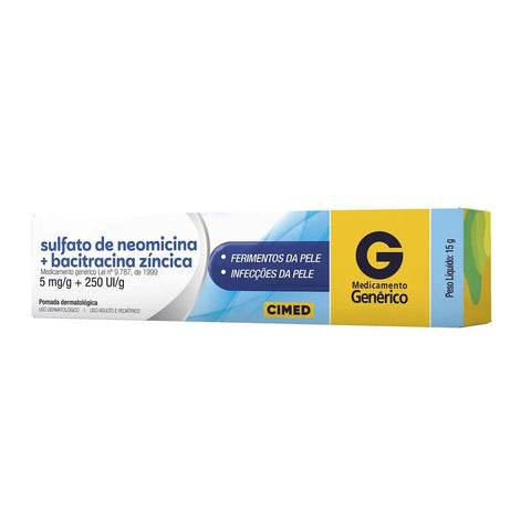 Sulfato de Neomicina + Bacitracina Zíncica (Cimed) 5mg/g + 250UI/g - 15 g - Pomada