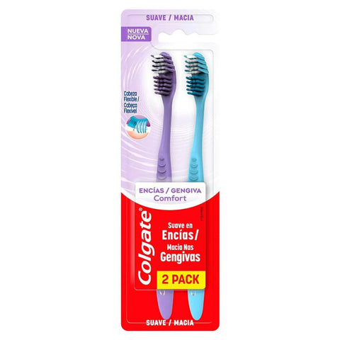 Escova de Dente Colgate Gengiva Comfort Suave, Macia, Sortida Com 2 Unidades