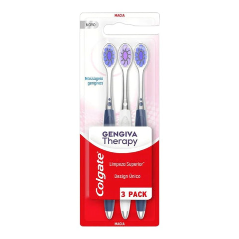 Escova de Dente Colgate Gengiva Therapy Macia, Sortida Com 3 Unidades